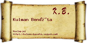 Kulman Benáta névjegykártya